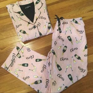 NWOT PJ Salvage Champagne Motif Pajama Set, Size L